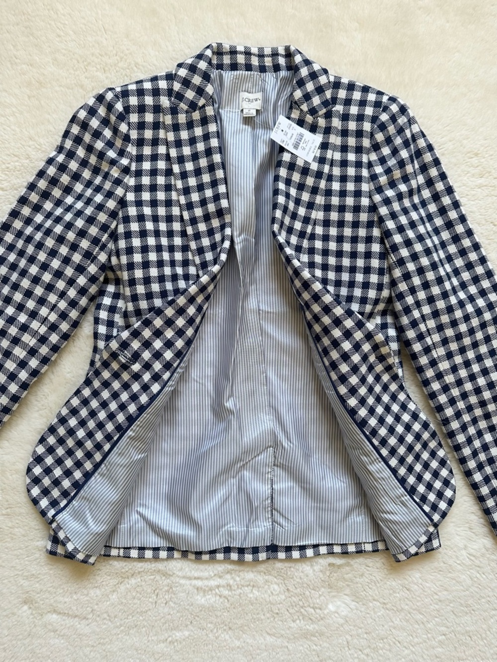 J. Crew Navy and White Gingham Blazer - Picture 4 of 11